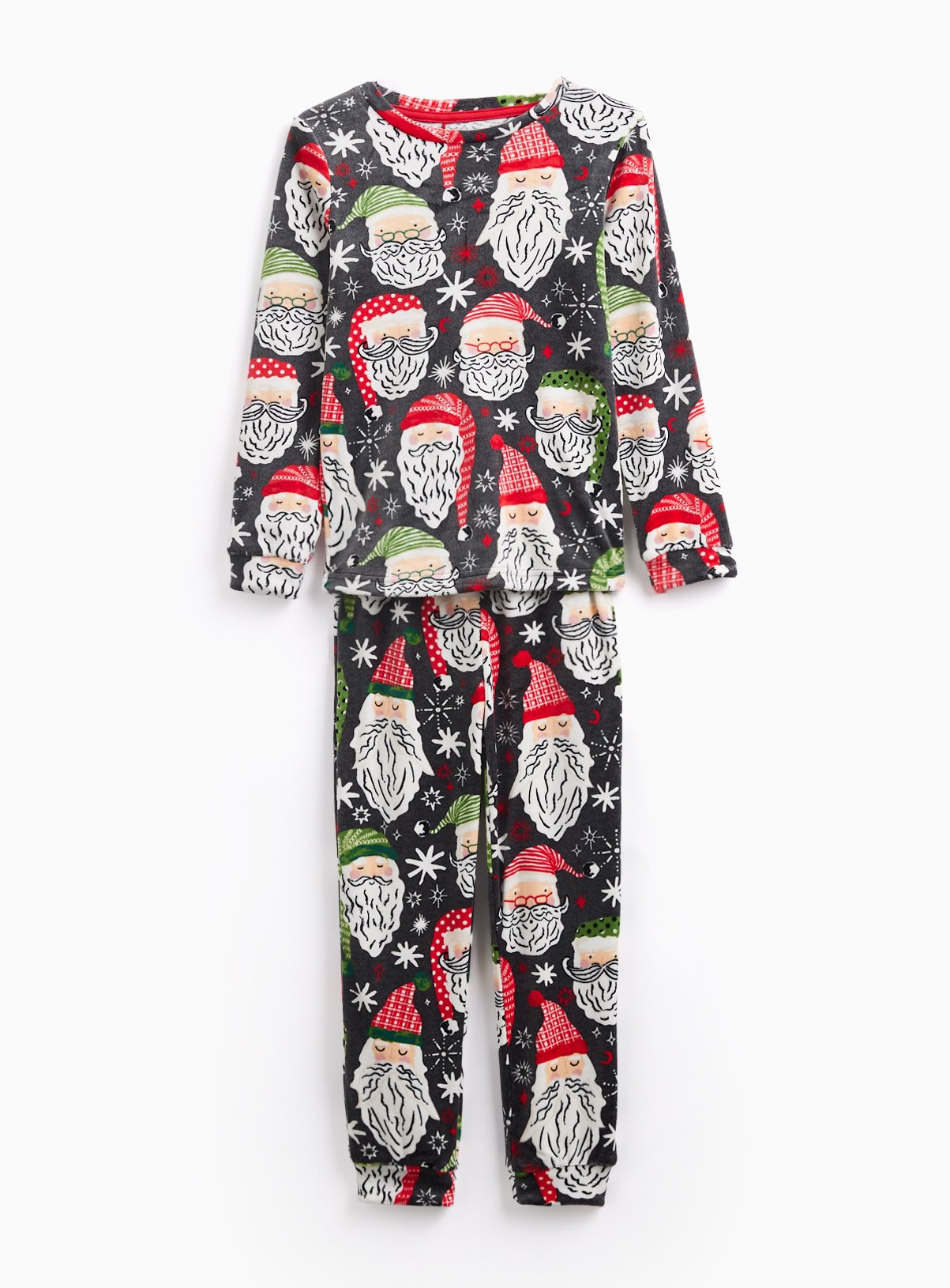 Family Matching Santa Head Print Slinky Pyjamas 
