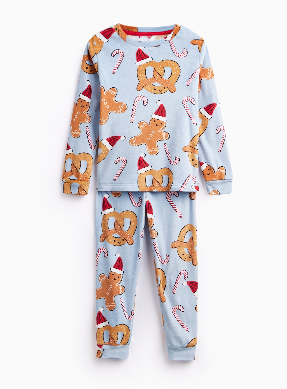 Blue Christmas Treats Slinky Fleece Pyjama Set 