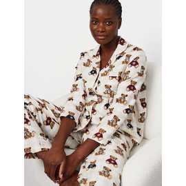 Cream Bear Print Pyjamas 2 Piece Set