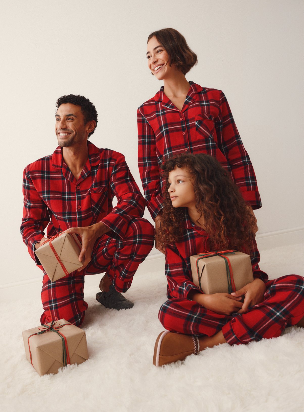 Family Matching Men's Red Check Traditional Pyjama Set 
