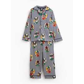 Family Matching Kids' Christmas Striped Dog Print Pyjama Set