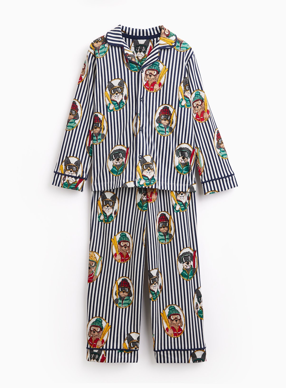 Striped Dog Print Pyjama Set 