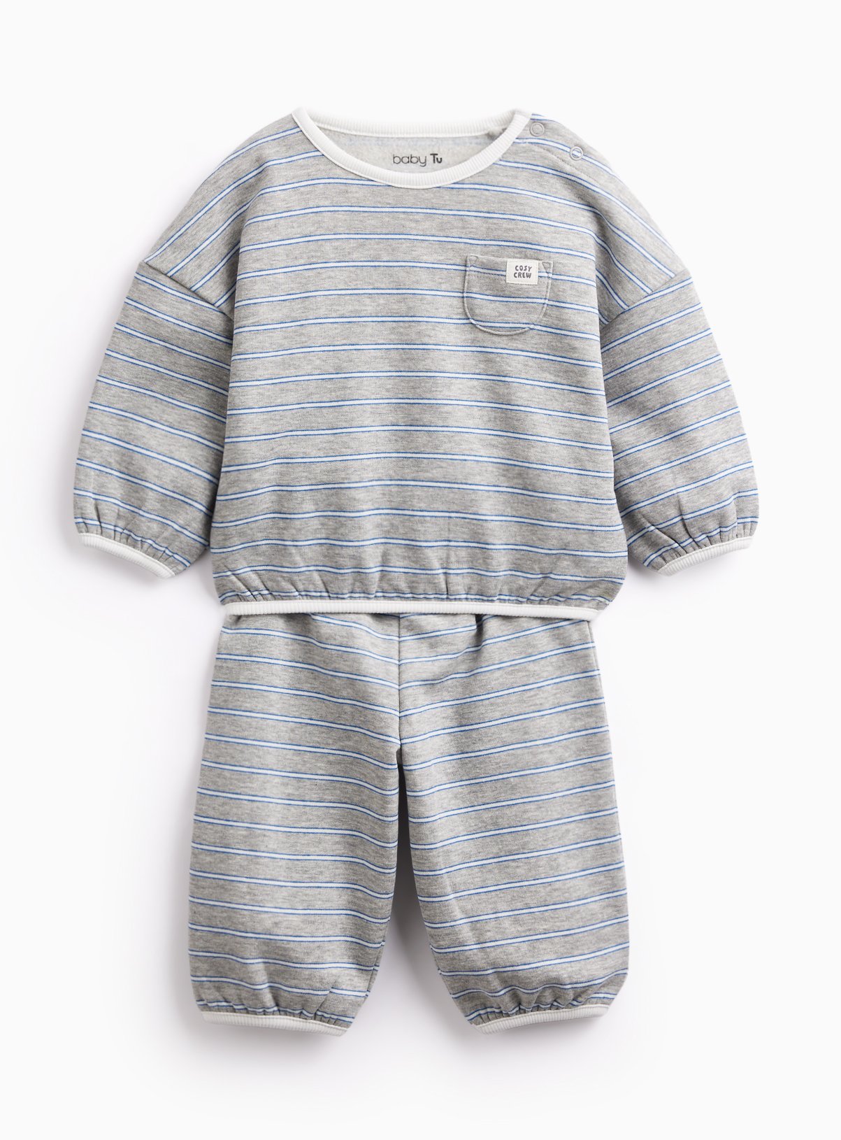 Grey Stripe Top & Jogger Set 