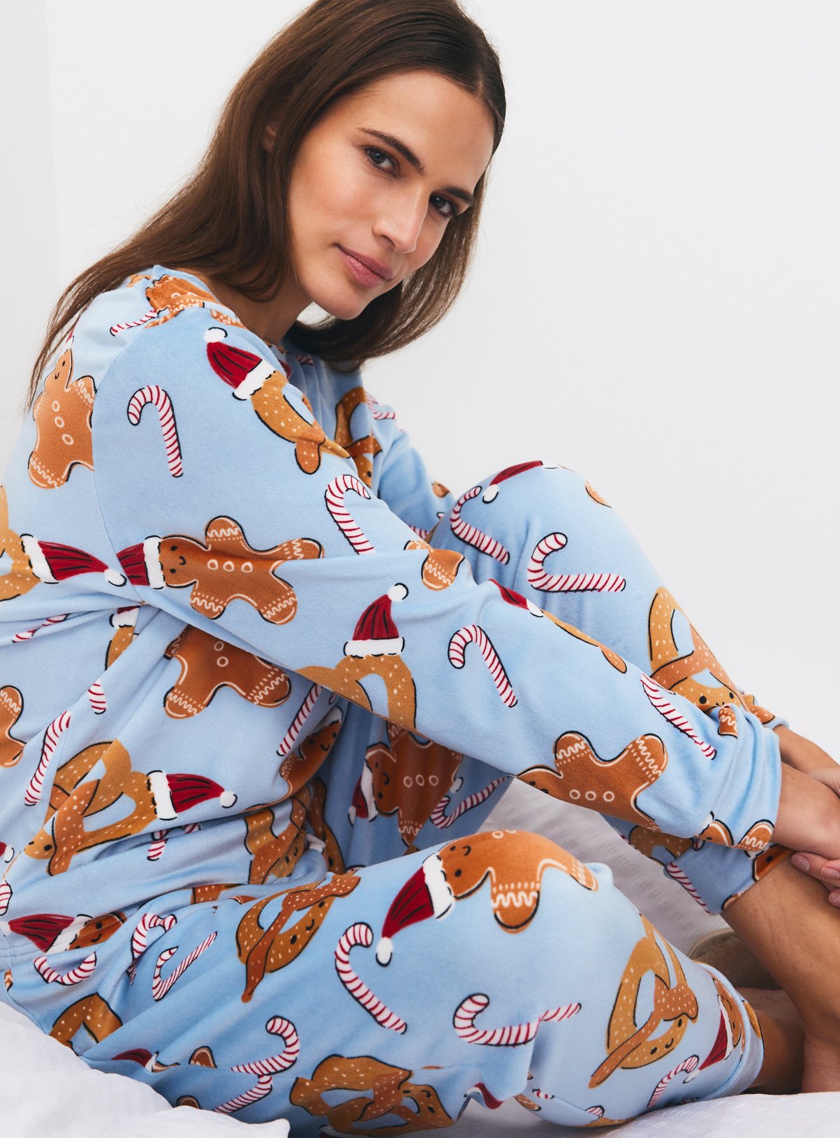 Blue Christmas Treats Slinky Fleece Pyjama Set 