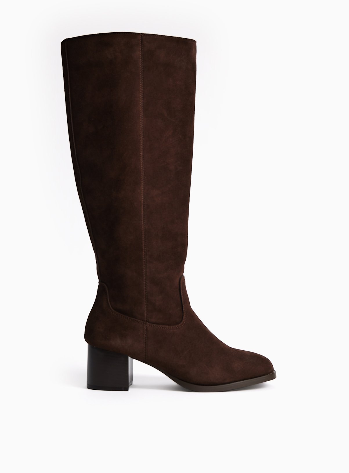 Brown Faux Suede Knee High Boots 