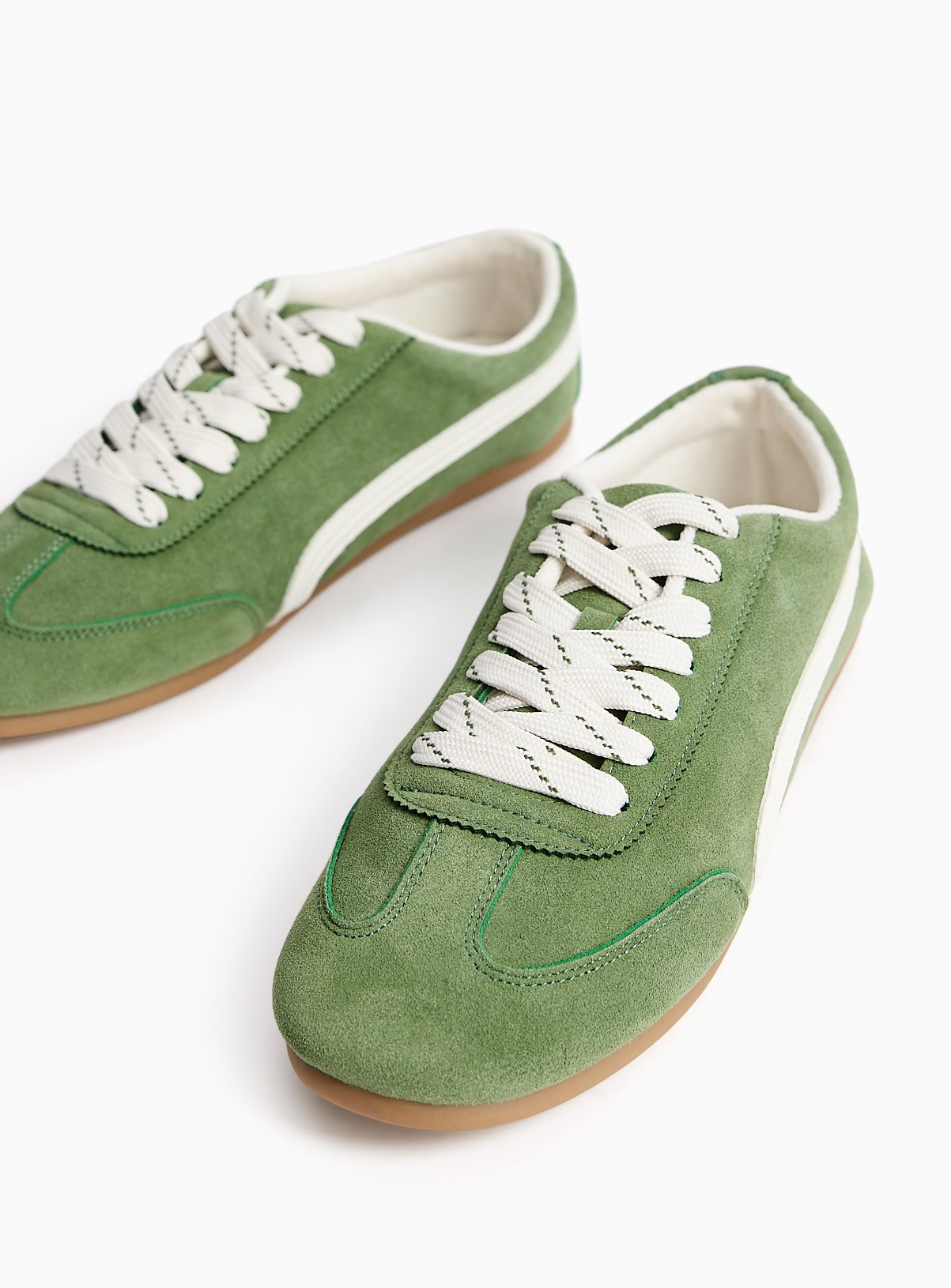 Green Faux Leather Low Profile Trainers 