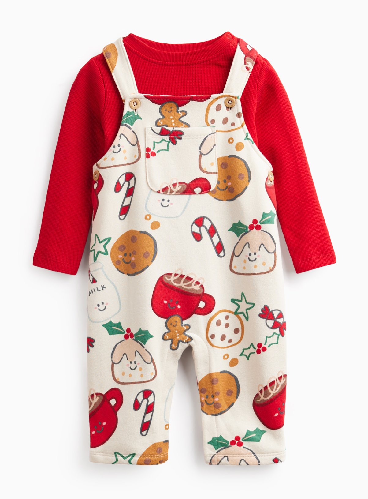 Christmas Treats Dungarees & Bodysuit Set 
