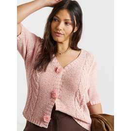 SIMPLY BE Floral Button Cable Cardigan