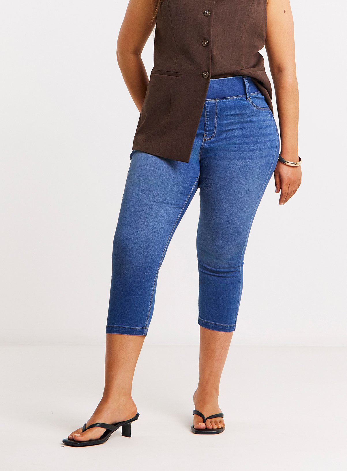 SIMPLY BE Bright Blue Skinny Cropped Jeggings 12