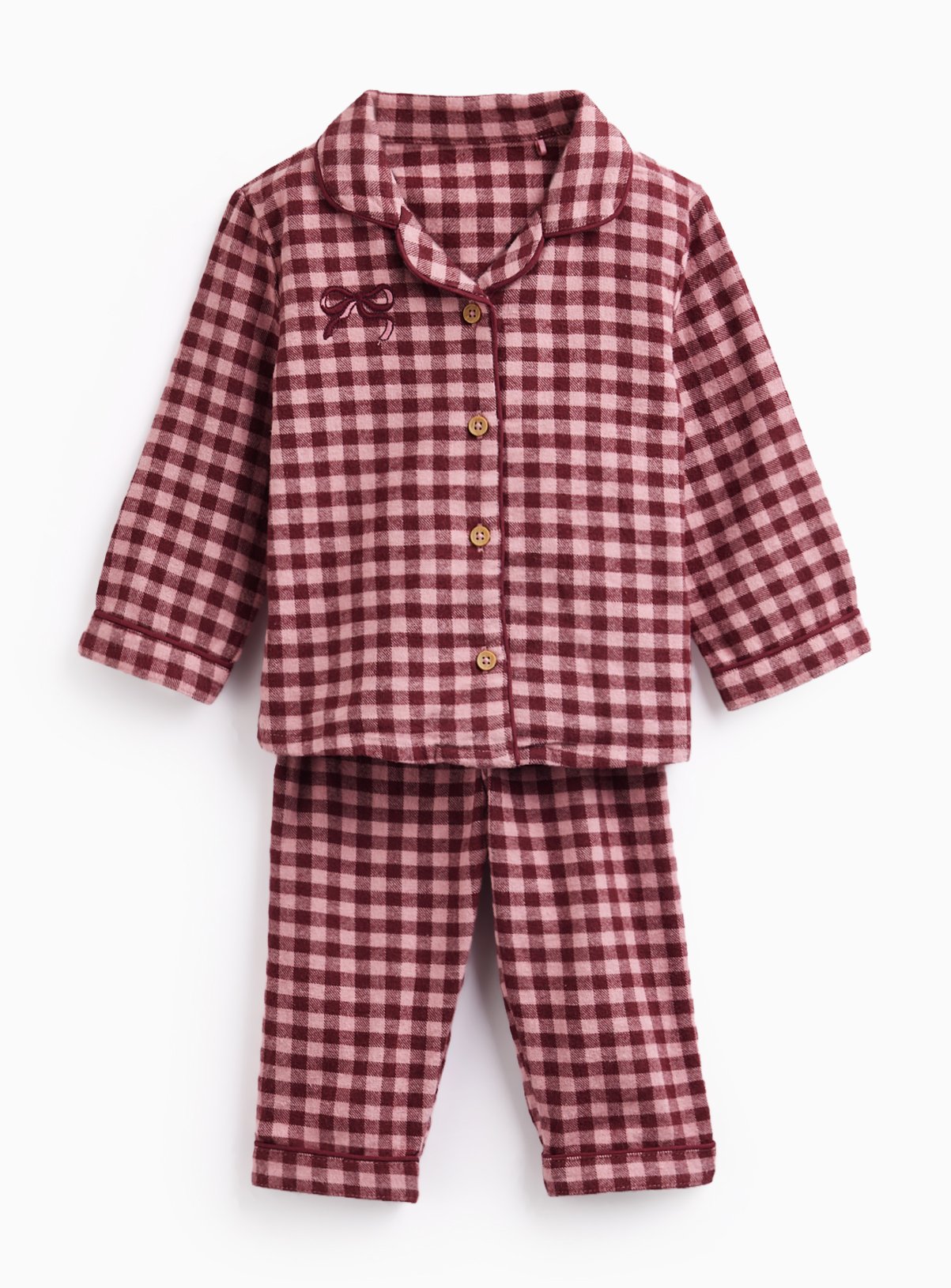Pink Brushed Flannel Check 2-Piece Pyjama Set 
