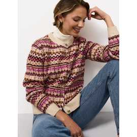 Multi-Coloured Fairisle-Style Crewneck Cardigan