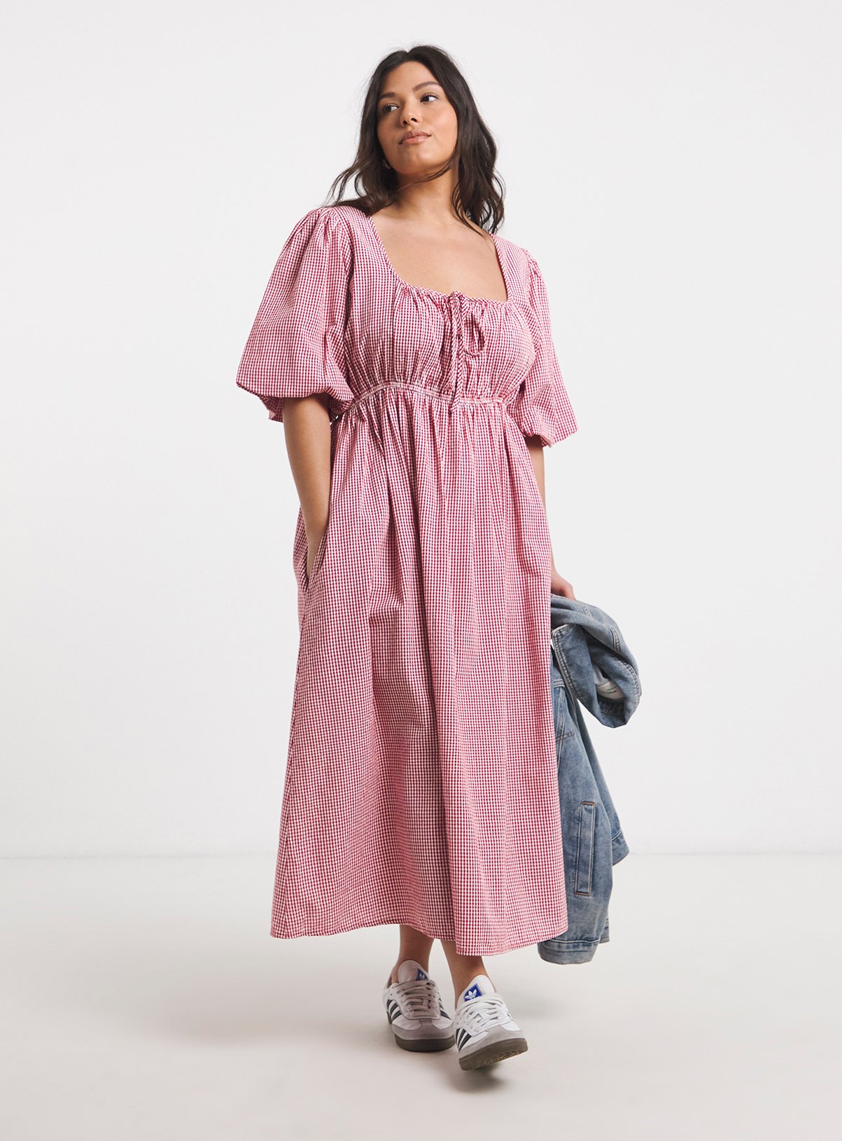 SIMPLY BE Seersucker Gingham Midi Dress 