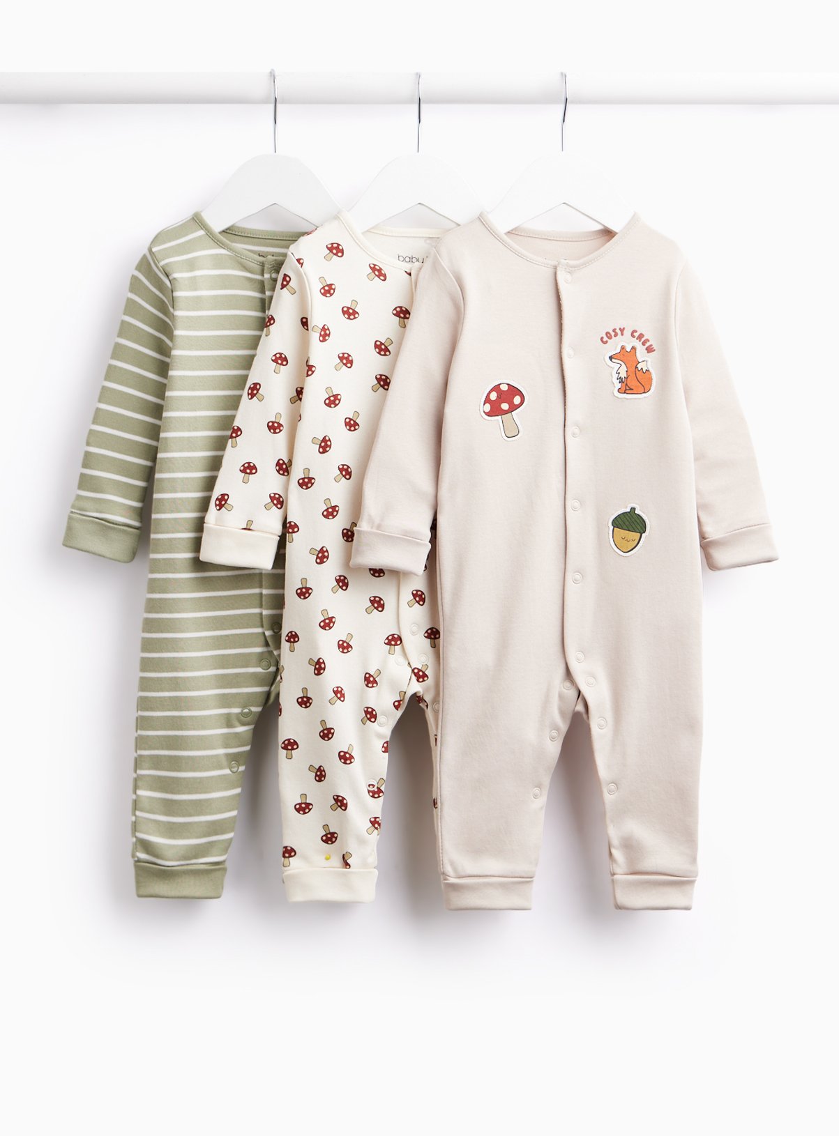 Toadstool & Fox Sleepsuits 3-Pack 