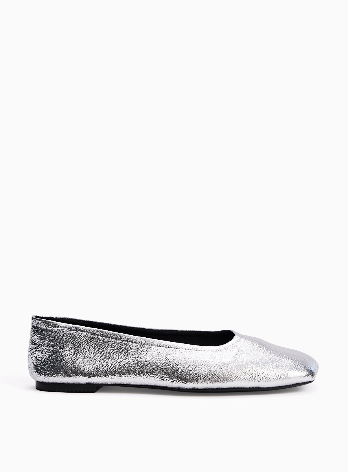 Silver Square Toe Ballerina Shoes 
