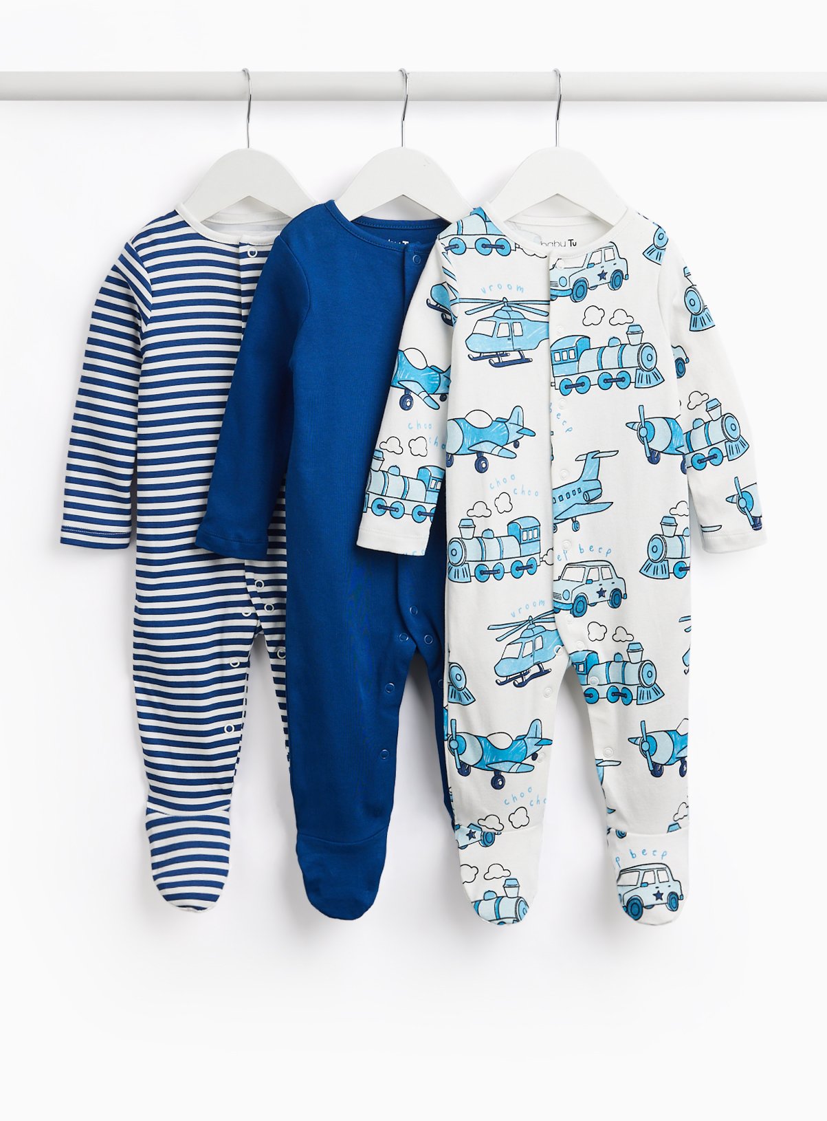 Transport Print Sleepsuits 3-Pack 