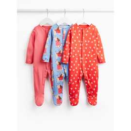 Sausage Dog, Heart & Plain Sleepsuits 3-Pack