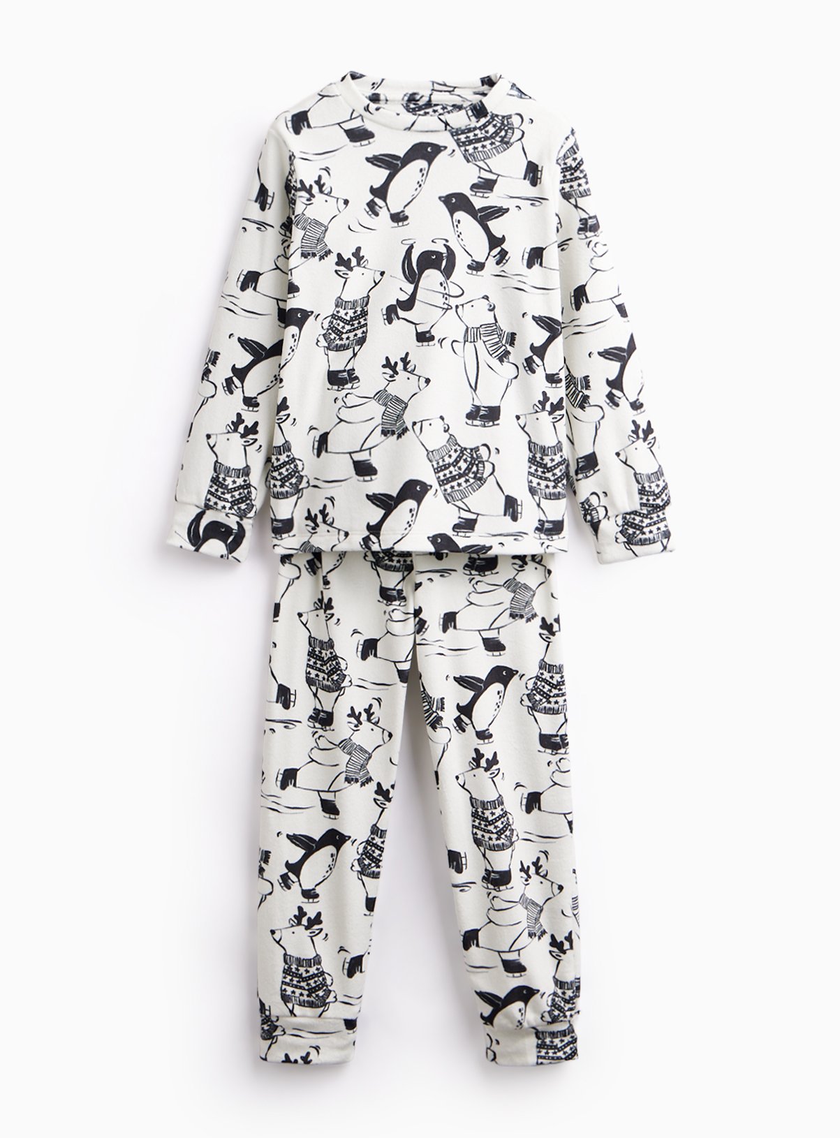 Family Matching Mono Polar Bear Christmas Slinky Pyjama Set 