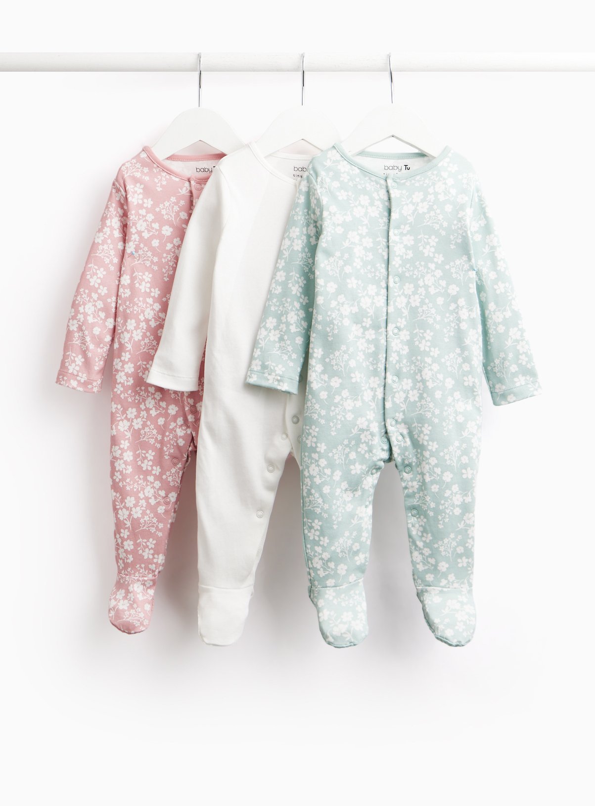Floral Print Sleepsuits 3-Pack 