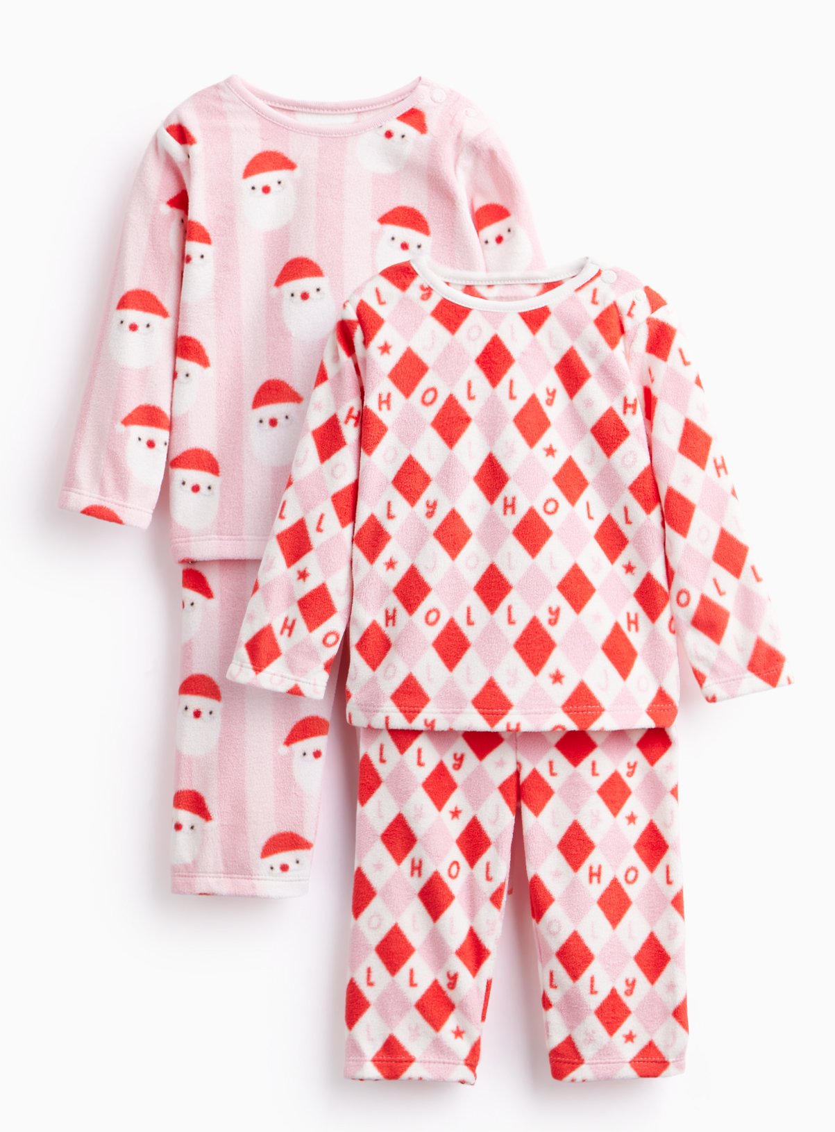 Santa & Jolly Holly Fleece Pyjama Sets 2-Pack 