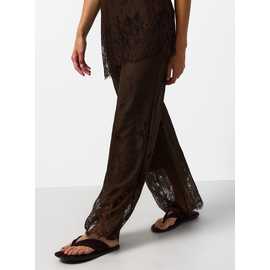 Floral Lace Detail Wide Leg Co-ord Trousers