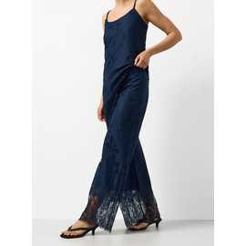 Floral Lace Detail Wide Leg Co-ord Trousers