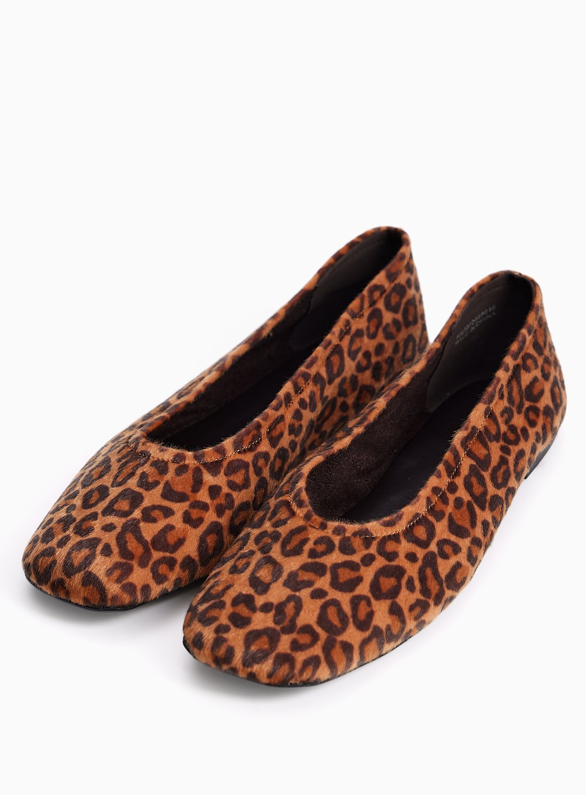 Leopard Print Square Toe Ballerina Pumps 