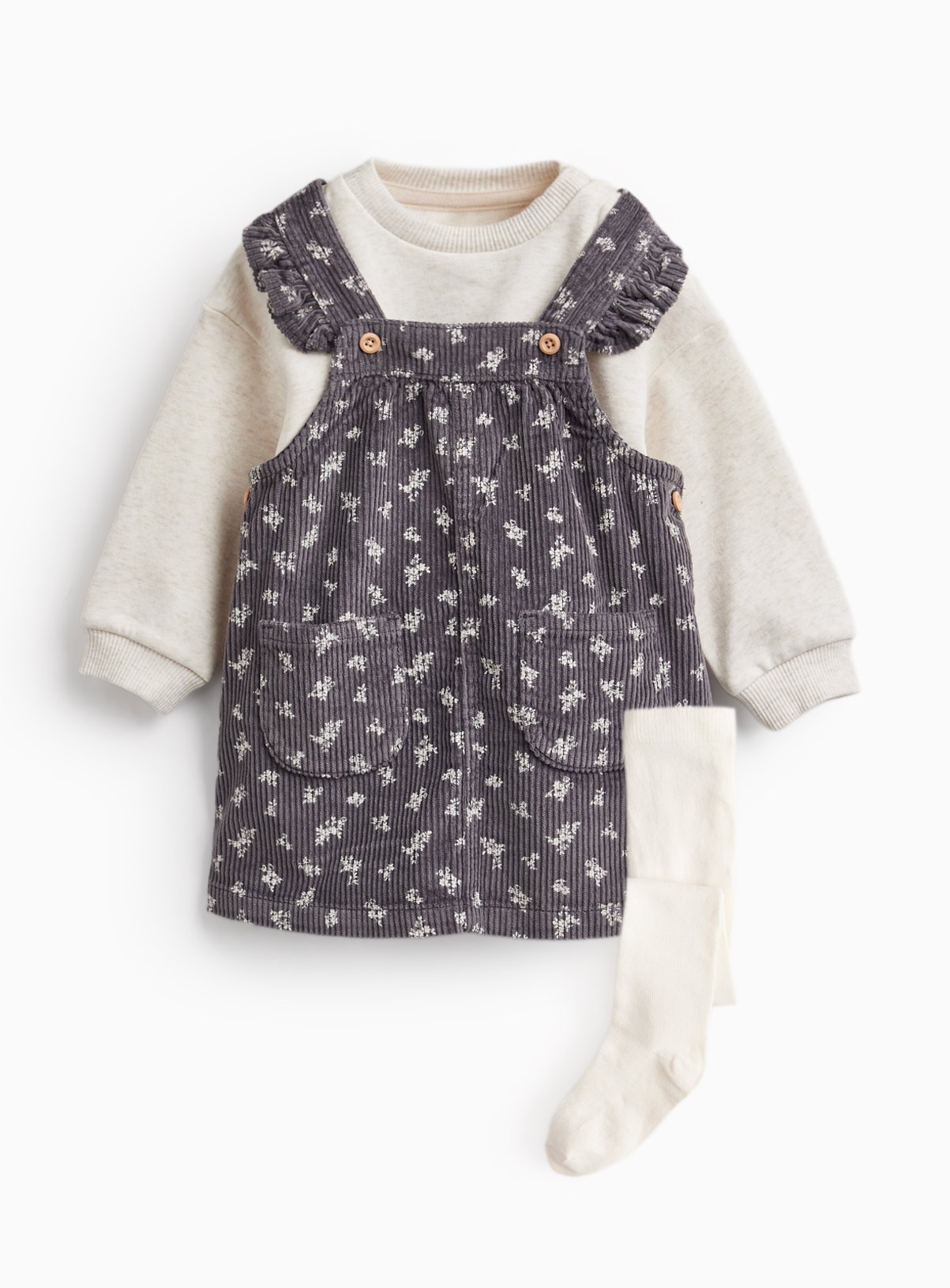 Pinny Dress, Bodysuit & Tights Set 