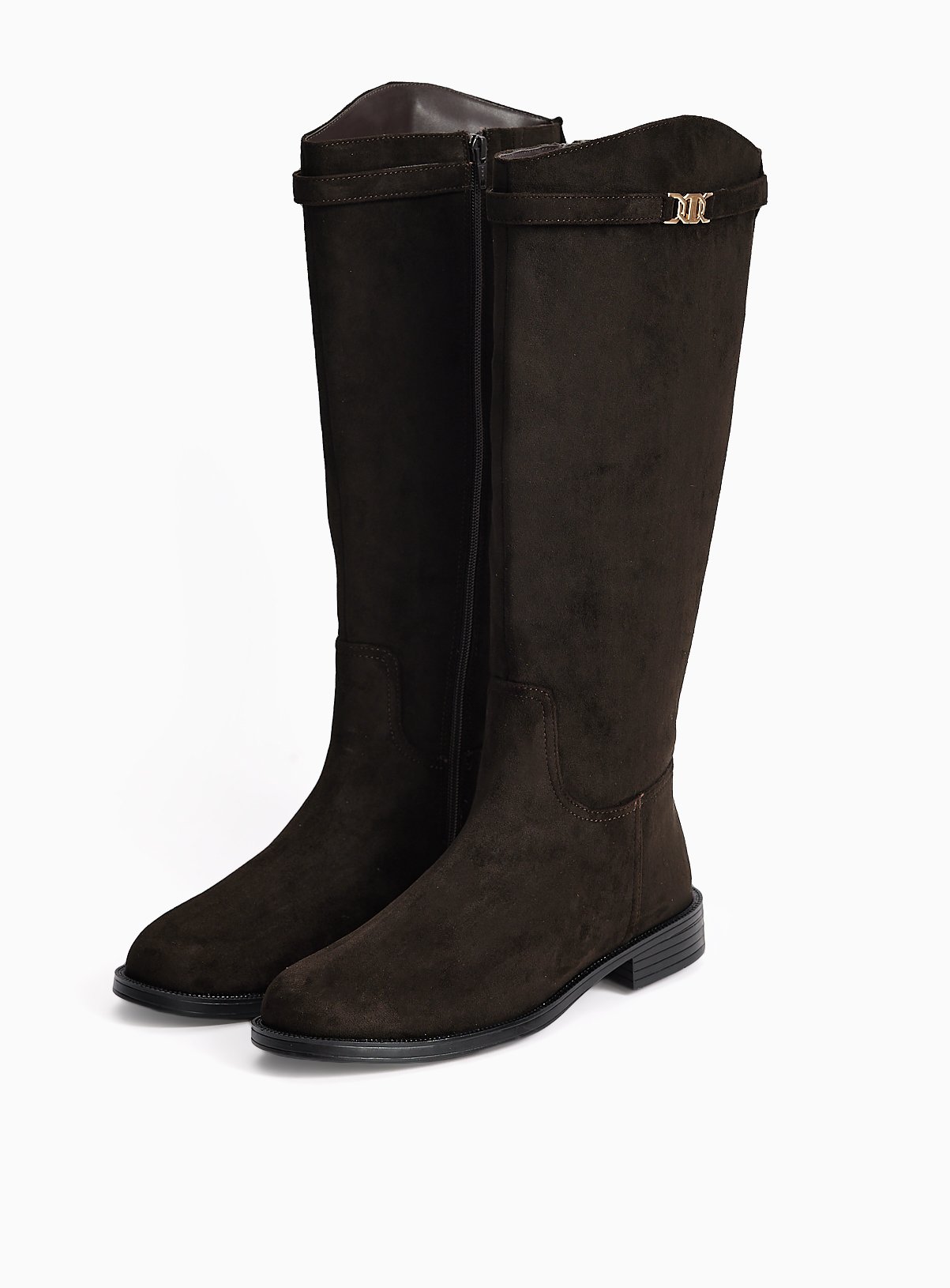 Black Faux Suede Long Equestrian Rider Boots 
