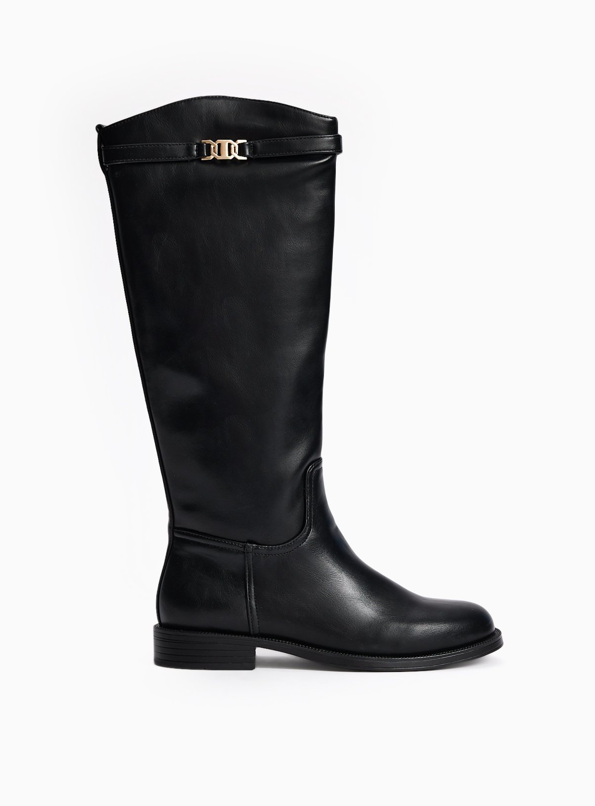 Black PU Long Equestrian Rider Boots 