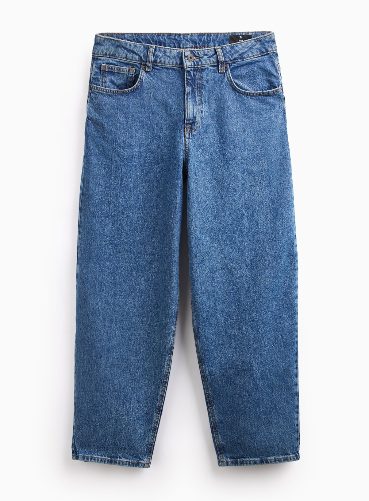 Blue Mid Wash Barrel Leg Jeans 