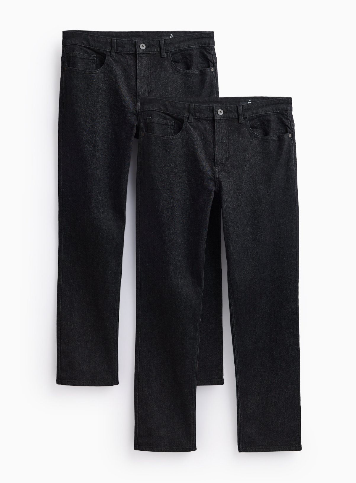 Black Straight Stretch Denim Jeans 2-Pack 