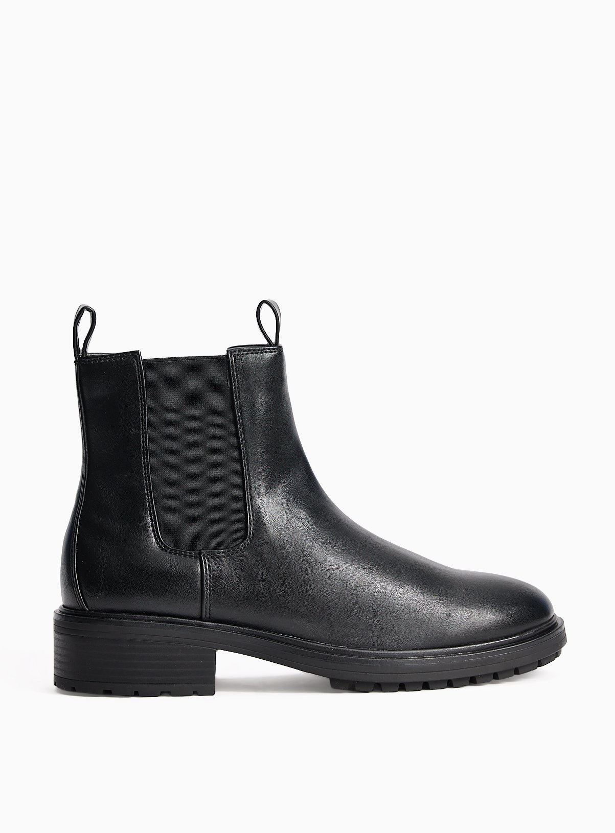 Black Faux Leather XS Chelsea Ankle Boots 
