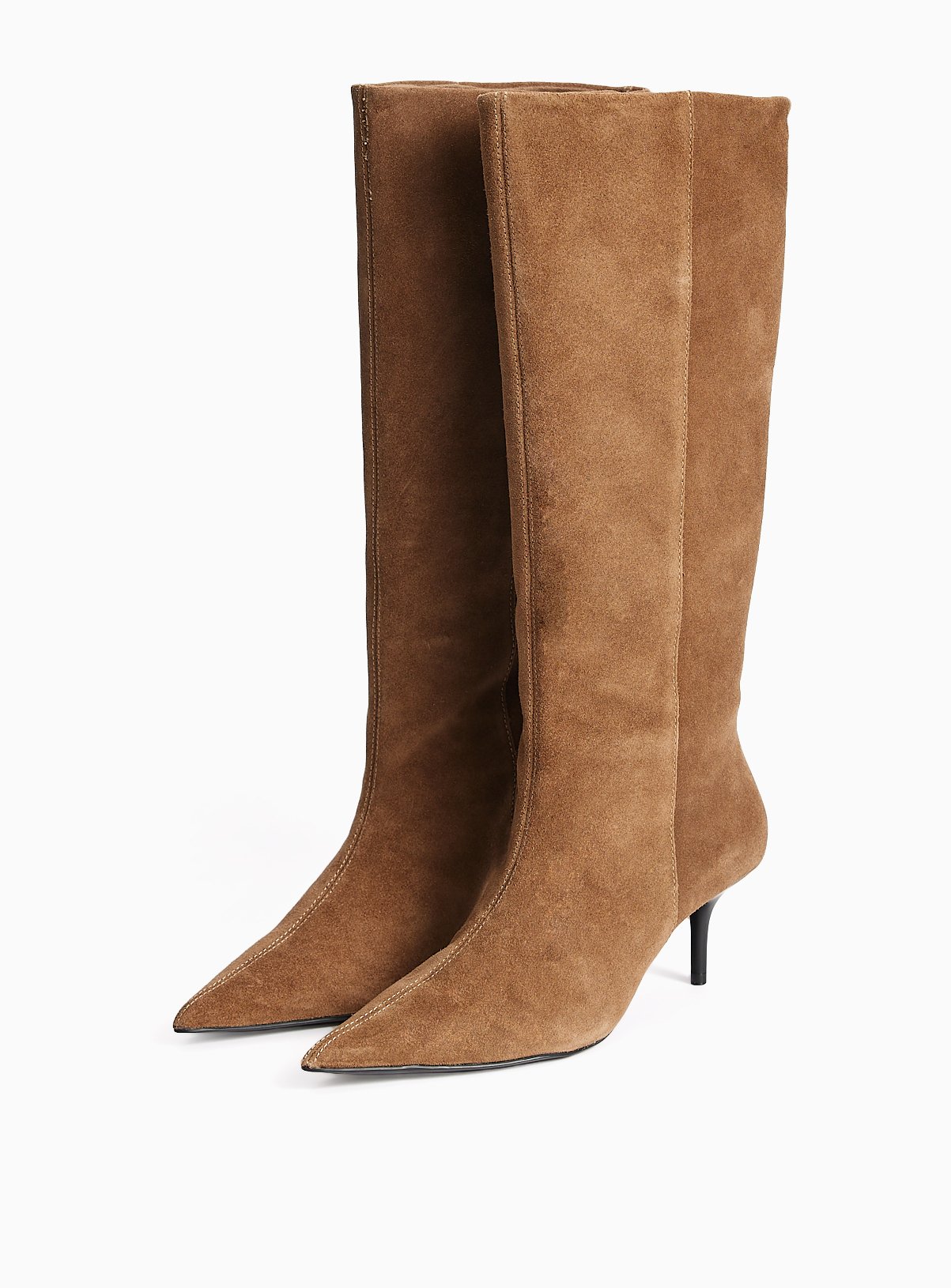 Brown Suede XL Long Leg Pointed Boots 
