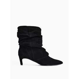 Ruched Mid Heel Suede Boots