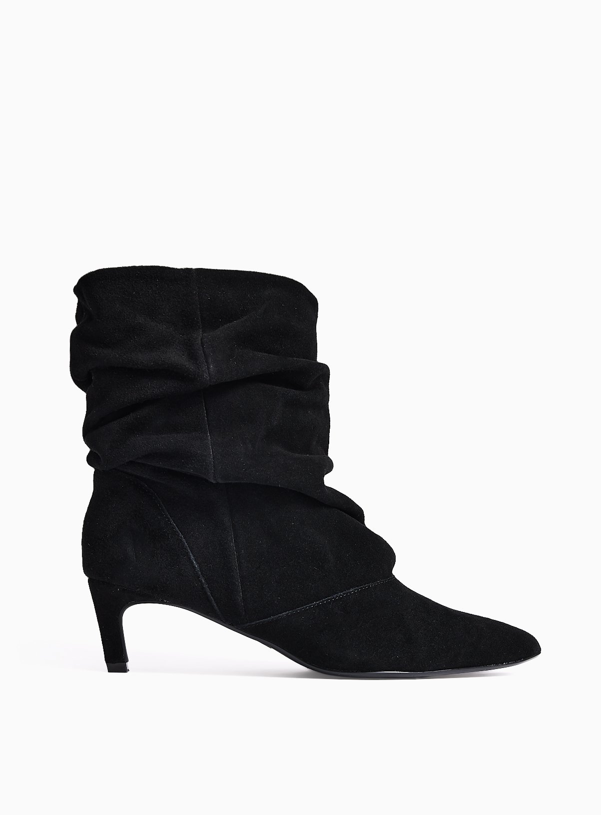 Ruched Mid Heel Suede Boots 