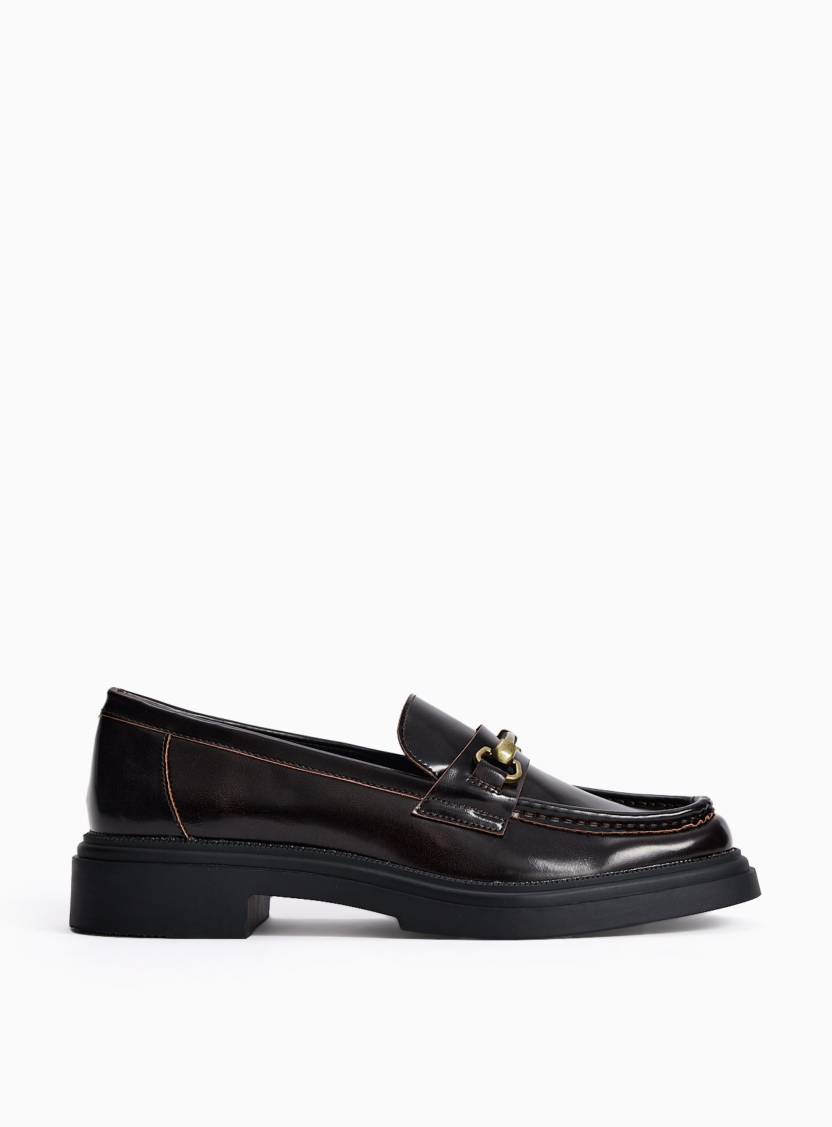 Dark Brown Chunky Burnished Loafers 