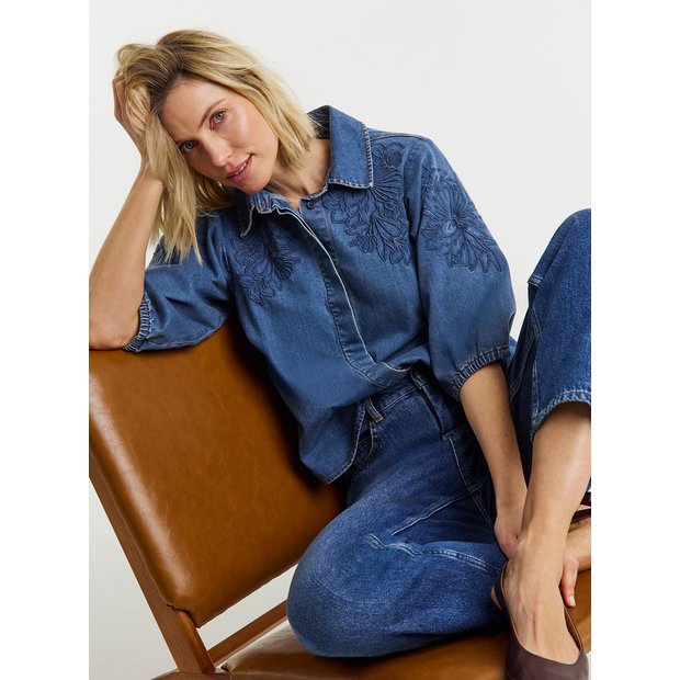 Buy JD WILLIAMS Embroidered Denim Shirt 10 | Shirts | Argos