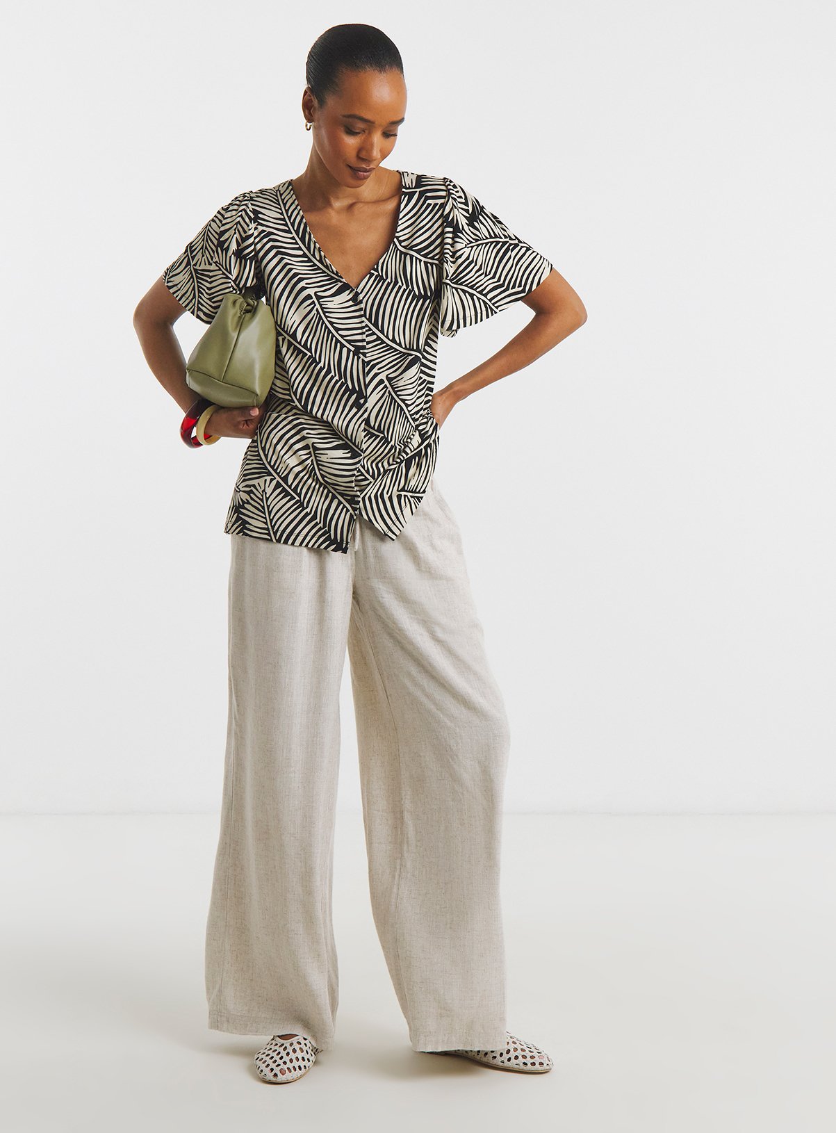 JD WILLIAMS Button Front Angel Sleeve Top 22