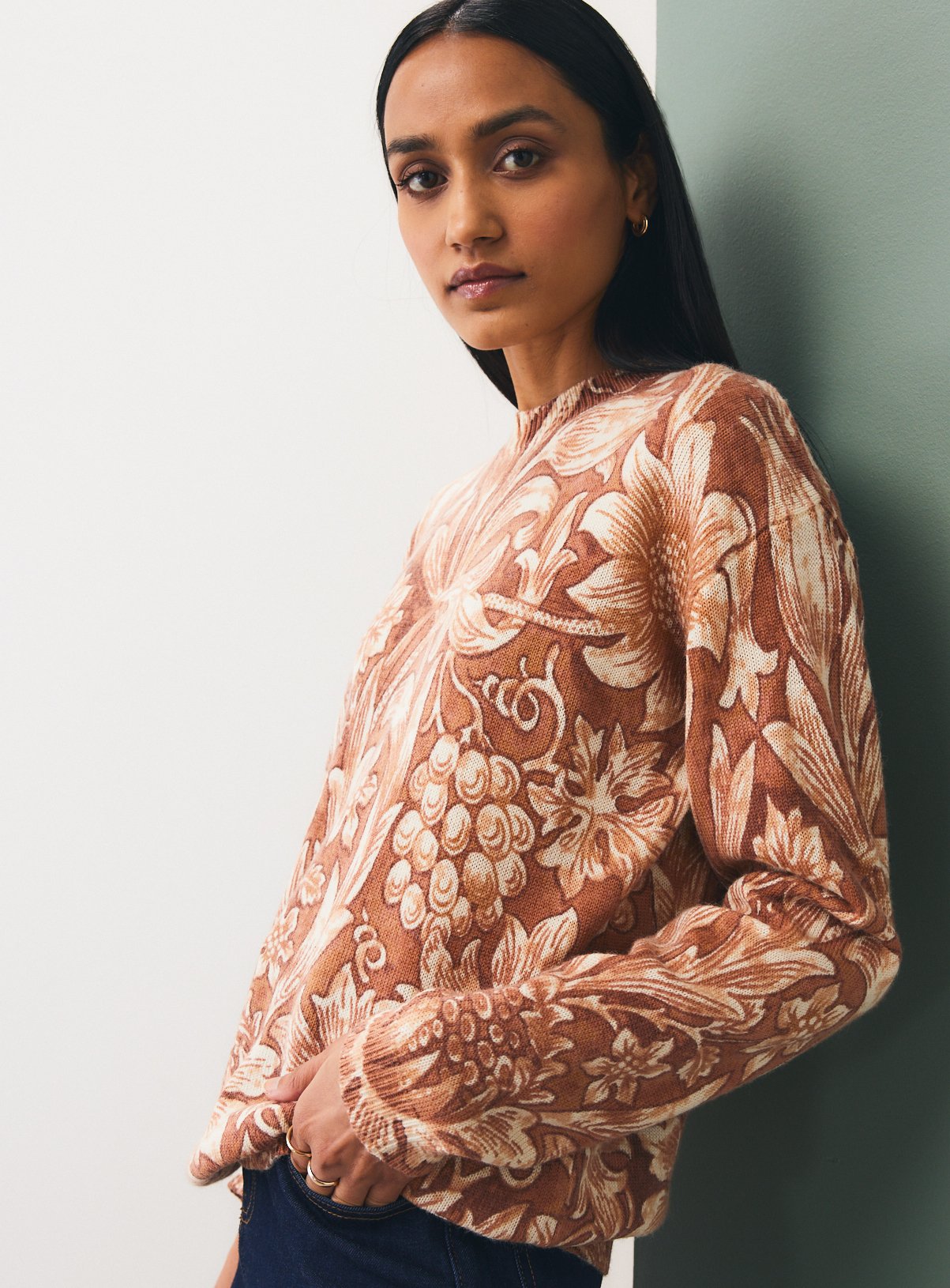 William Morris Floral Print Crewneck Jumper 