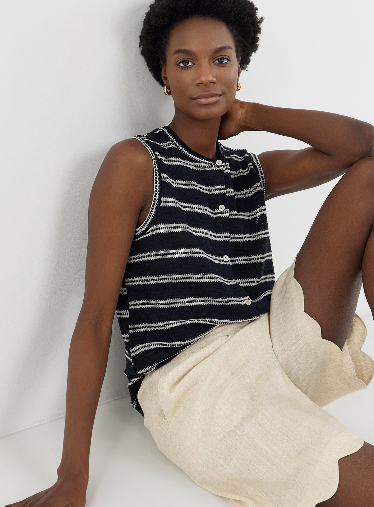 JD WILLIAMS Scallop Edge Linen Mix Short 18