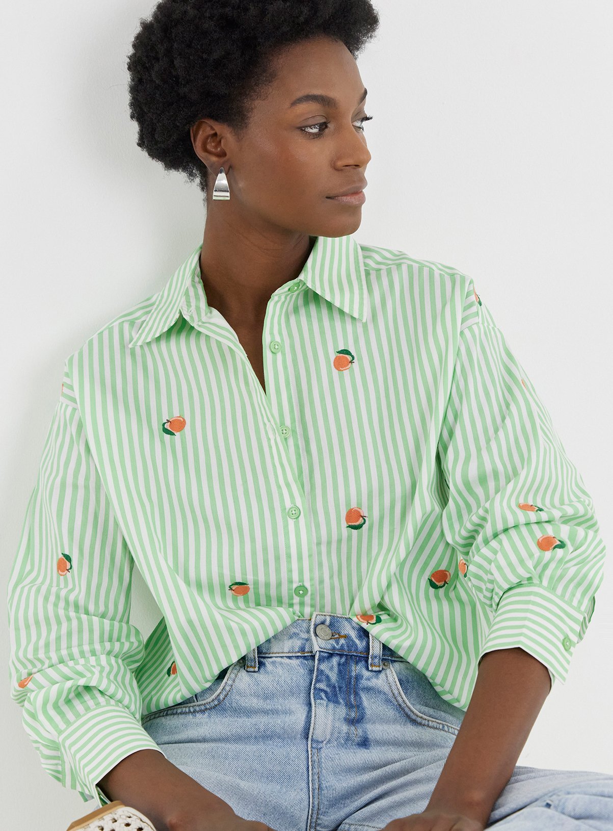 JD WILLIAMS Embroidered Stripe Shirt 