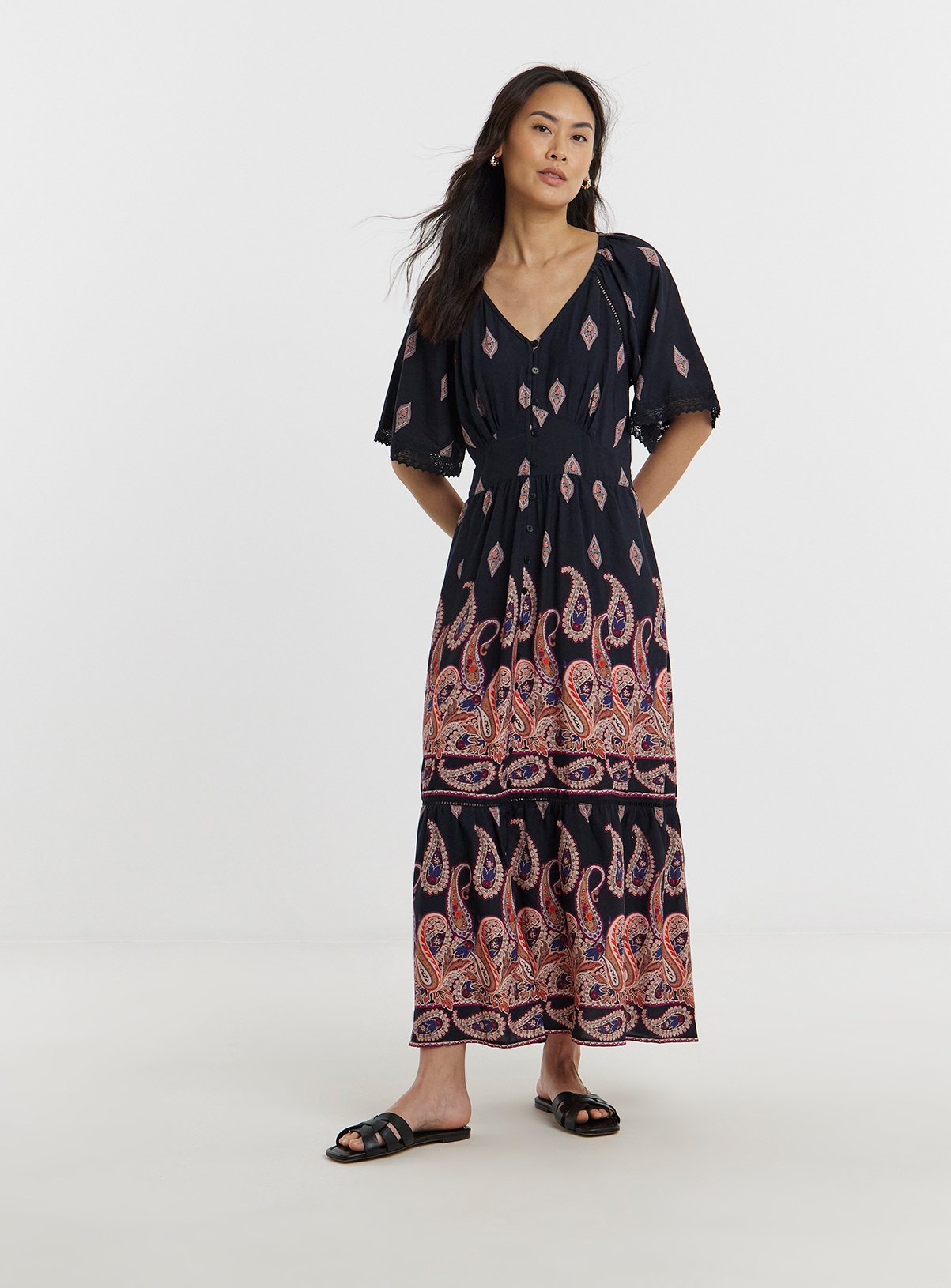 JD WILLIAMS Border Print Prairie Dress 12