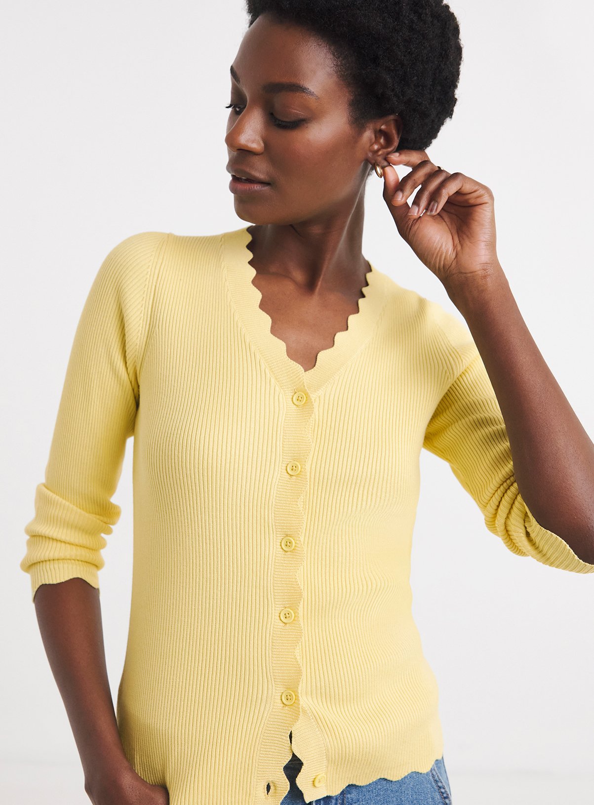 JD WILLIAMS Scallop Hem Knitted Cardigan 