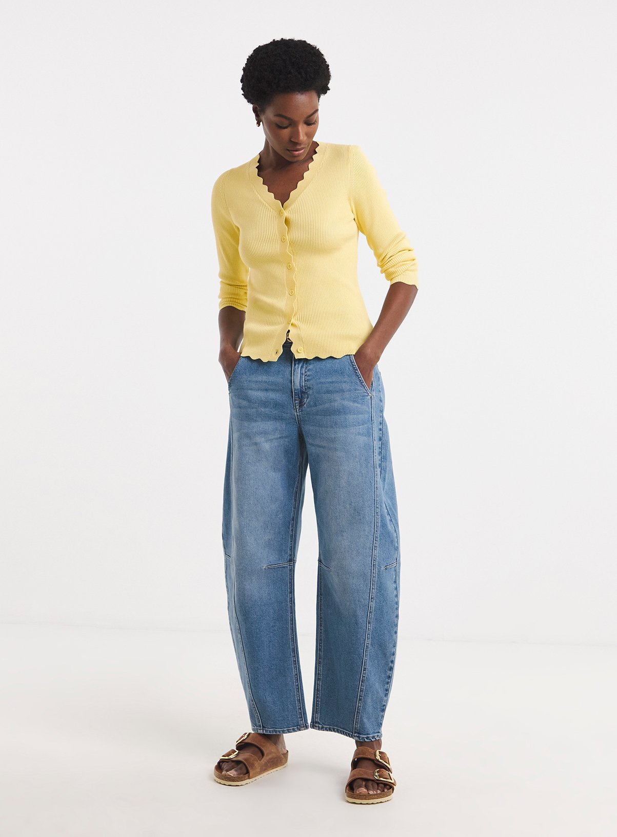 JD WILLIAMS Scallop Hem Knitted Cardigan 