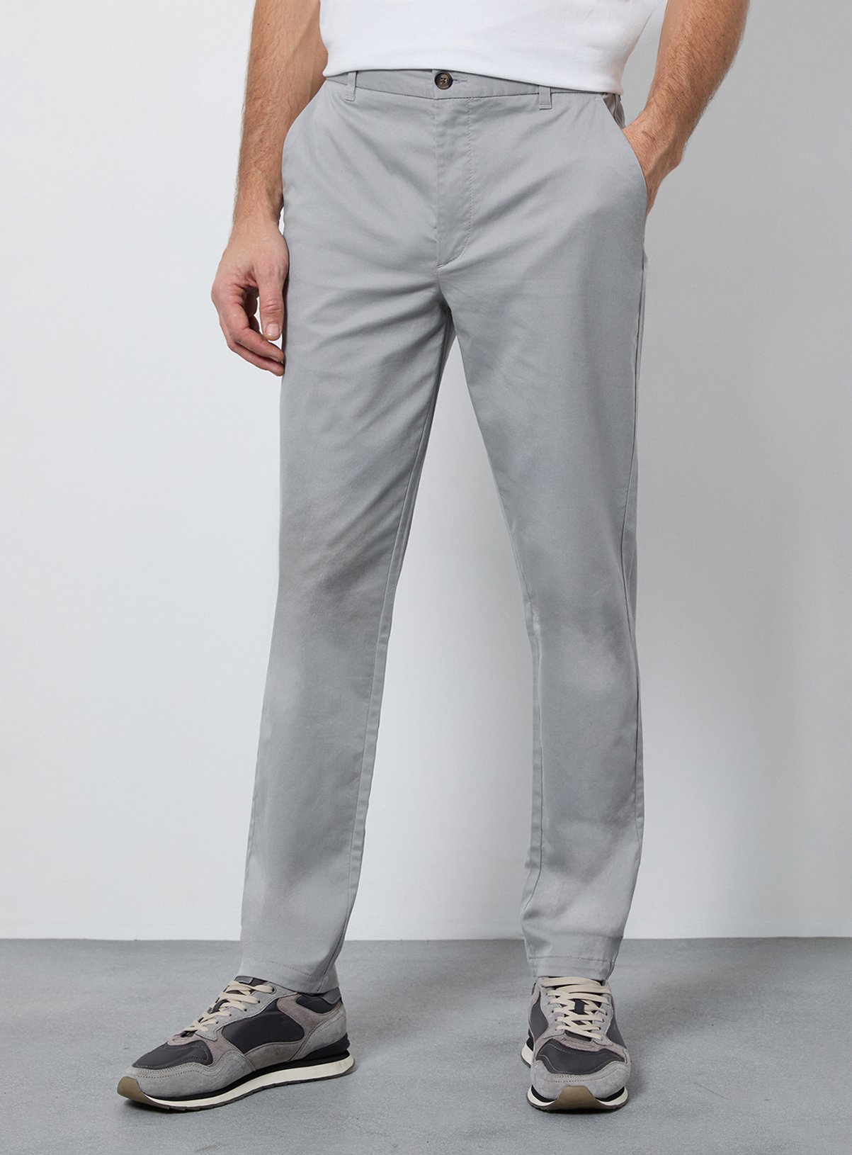 BURTON Pale Grey Slim Fit Chino Trousers