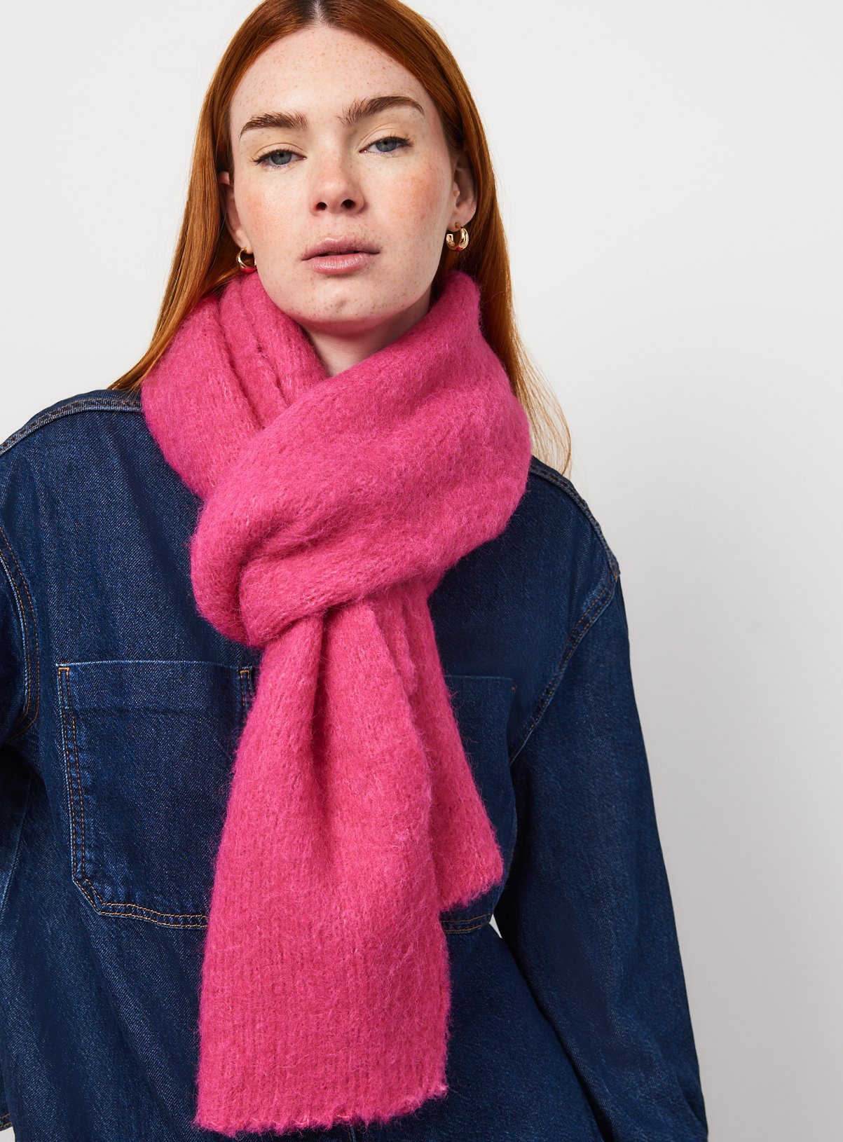 Hot Pink Fuzzy Scarf One Size