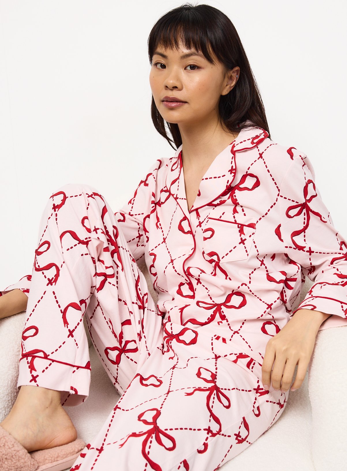 Christmas Pink & Red Bow Pyjama Set 