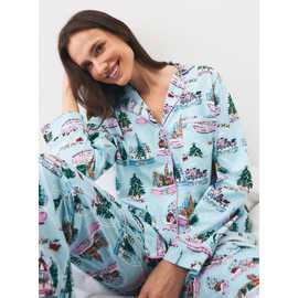 Blue Christmas Snowglobes Traditional Jersey Pyjamas