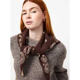 Brown Knitted Paisley Triangle Scarf One Size