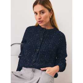 Freckle Yarn Button-Through Boxy Cardigan